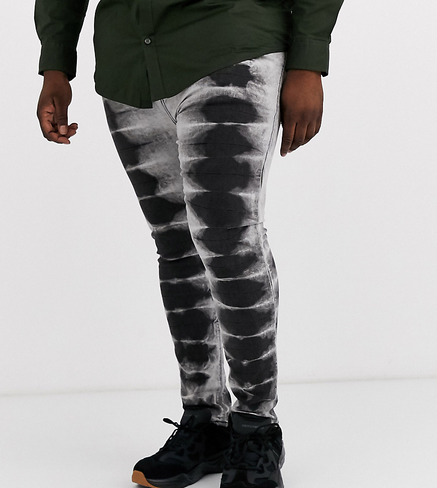 ASOS DESIGN Plus – Svarta batikmönstrade jeans med spray on-passform och power stretch