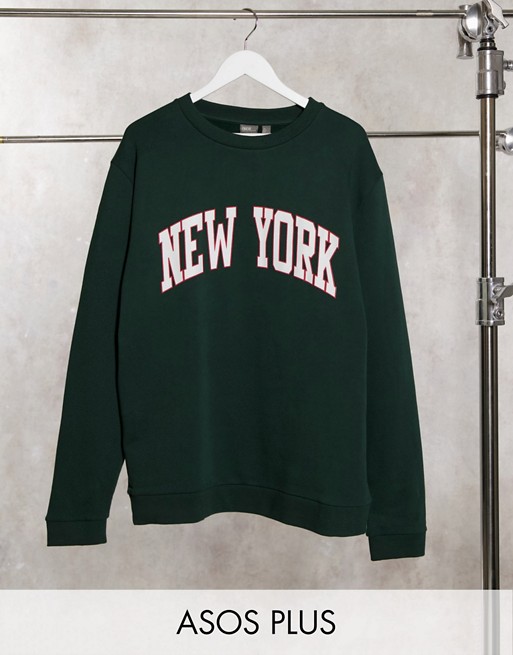 ASOS DESIGN plus sweatshirt with New York City chest print