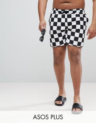 checkerboard swim trunks