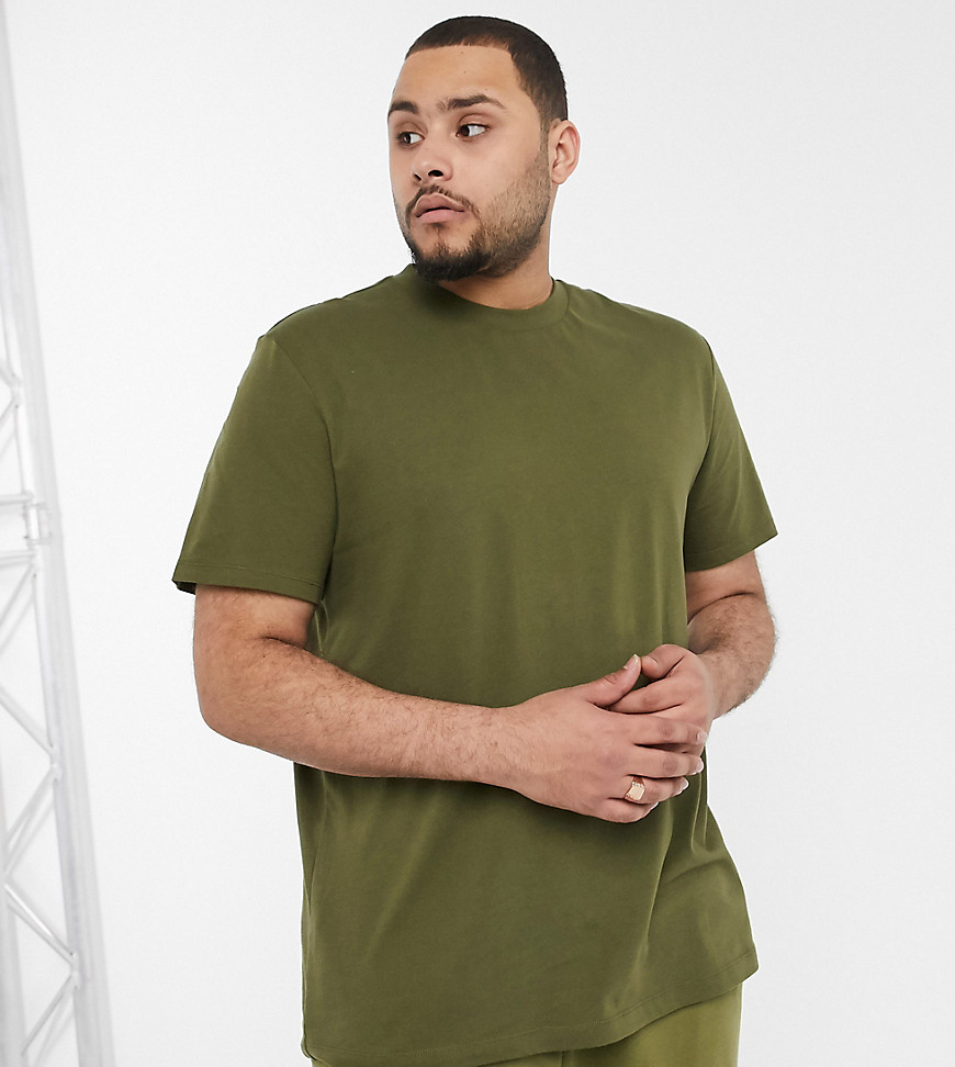 ASOS DESIGN Plus - T-shirt girocollo in cotone biologico kaki-Verde