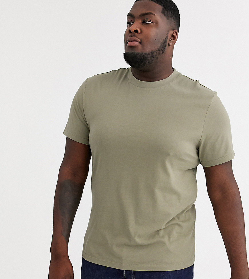 ASOS DESIGN Plus - T-shirt girocollo in tessuto organico grigio mélange-Verde