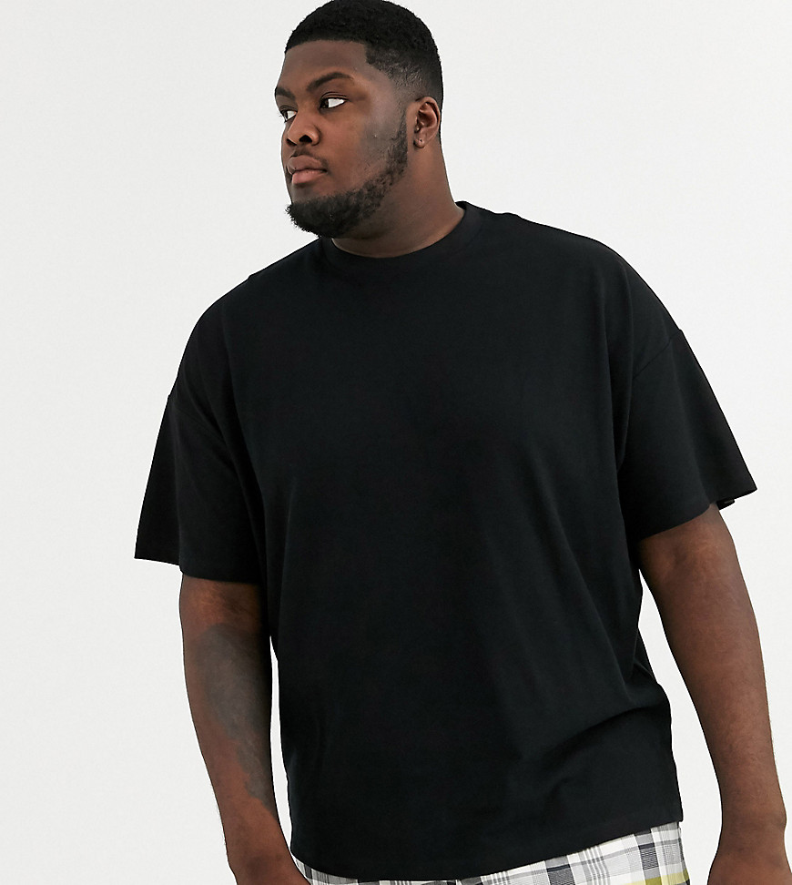 ASOS DESIGN Plus - T-shirt girocollo oversize in piqué organico nero