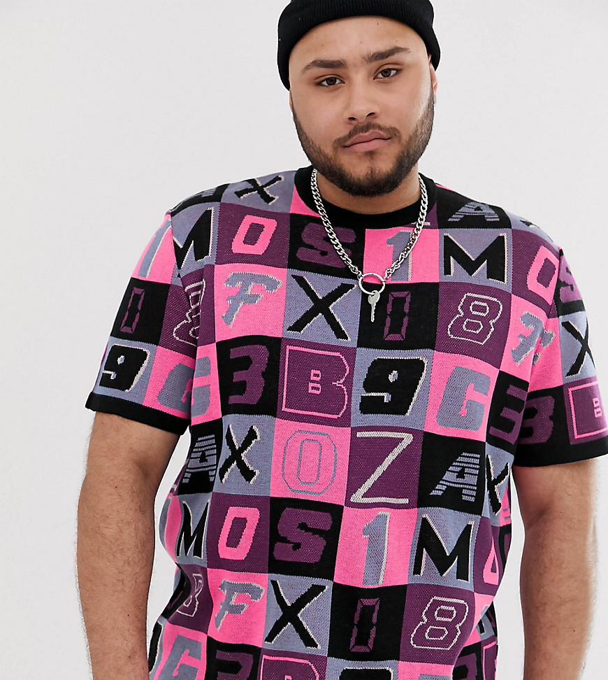 ASOS DESIGN Plus - T-shirt in maglia con lettere-Rosa