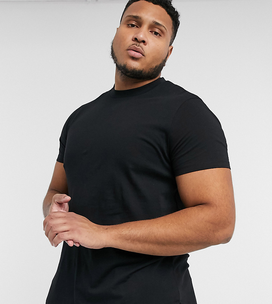 ASOS DESIGN Plus - T-shirt lunga con spacchi laterali nera-Nero