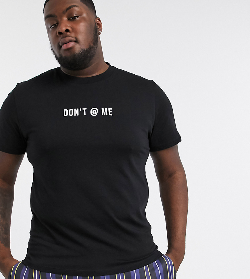 ASOS DESIGN Plus - T-shirt met don't at me-print op de borst-Zwart