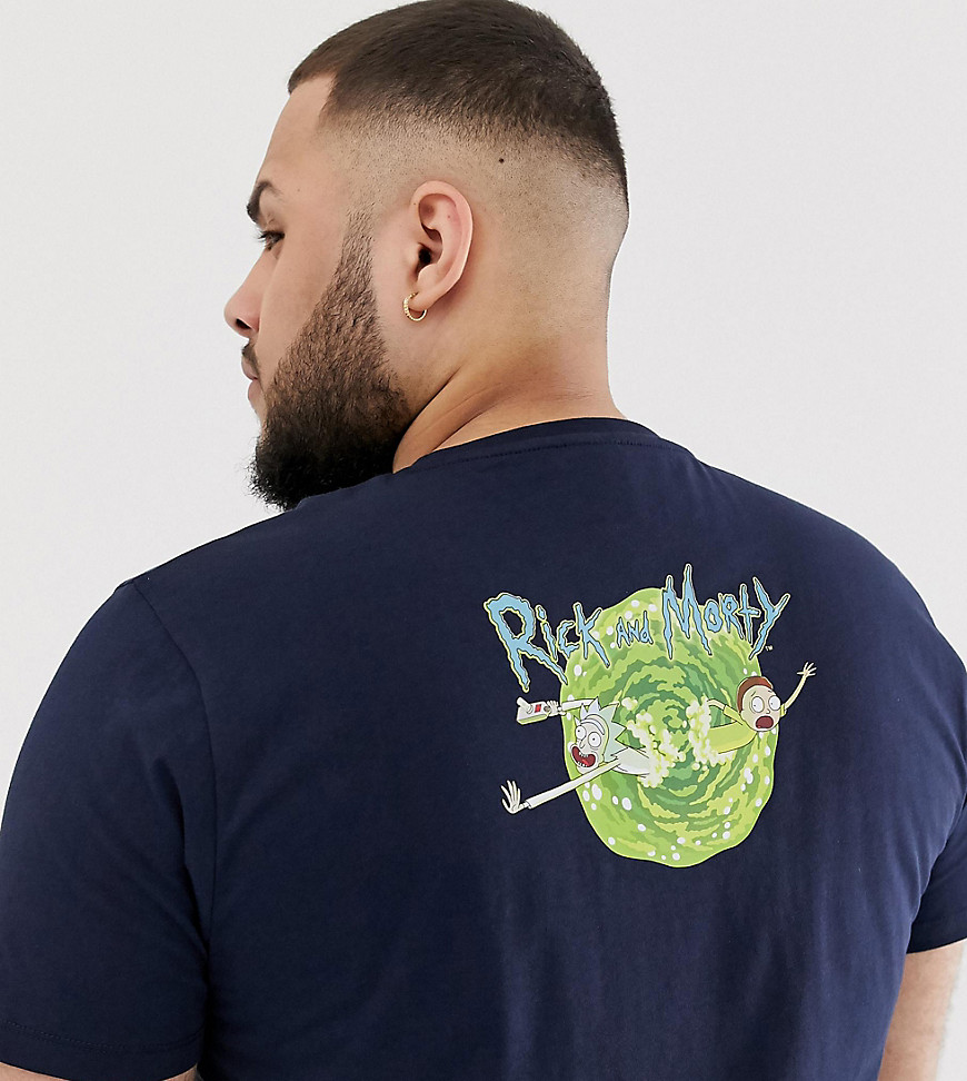 ASOS DESIGN Plus - T-shirt met Rick and Morty-Marineblauw