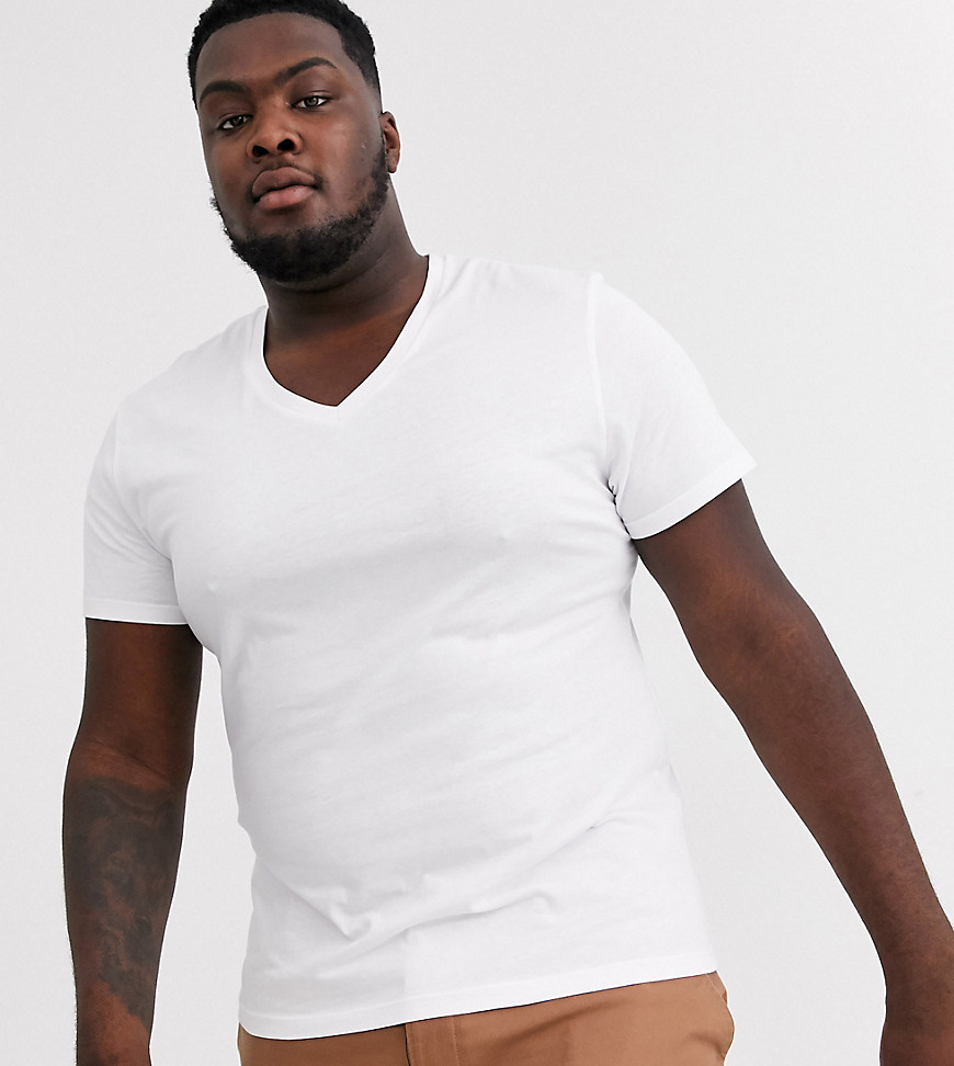 ASOS DESIGN - Plus - T-Shirt met V-hals in wit