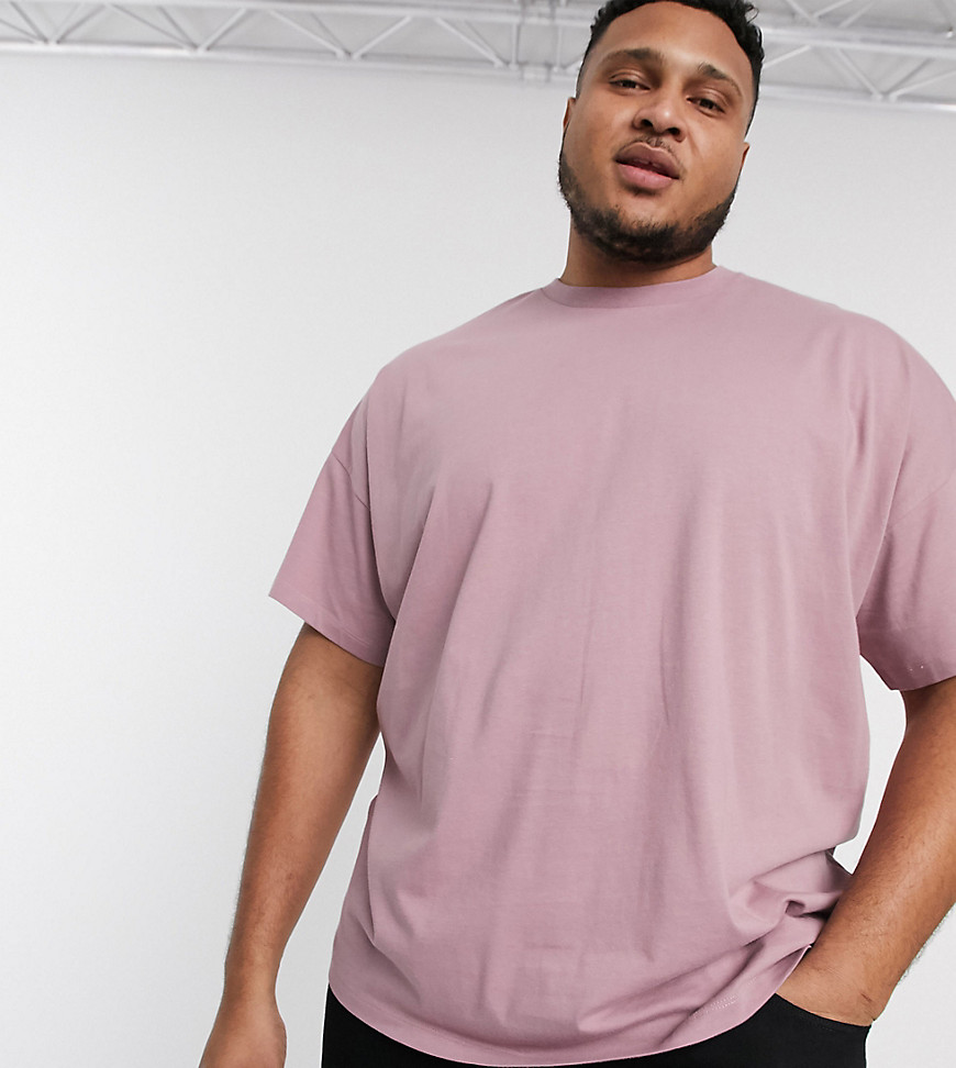 ASOS DESIGN Plus - T-shirt oversize girocollo rosa-Viola