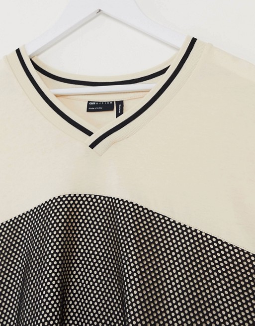 ASOS DESIGN Plus – T-shirt oversize z siateczką i kontrastową lamÓwką ZAWN