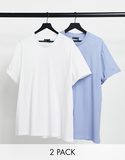 ASOS DESIGN Plus t-shirt with roll sleeve 2 pack