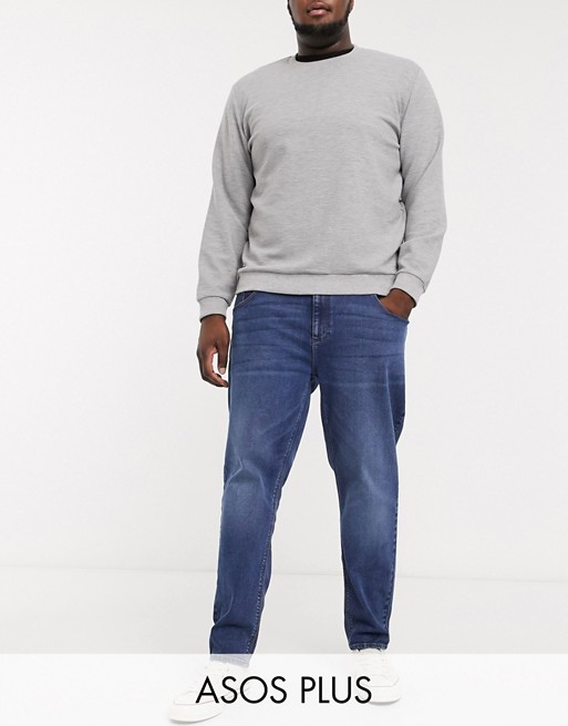 ASOS DESIGN Plus tapered jeans in dark wash blue