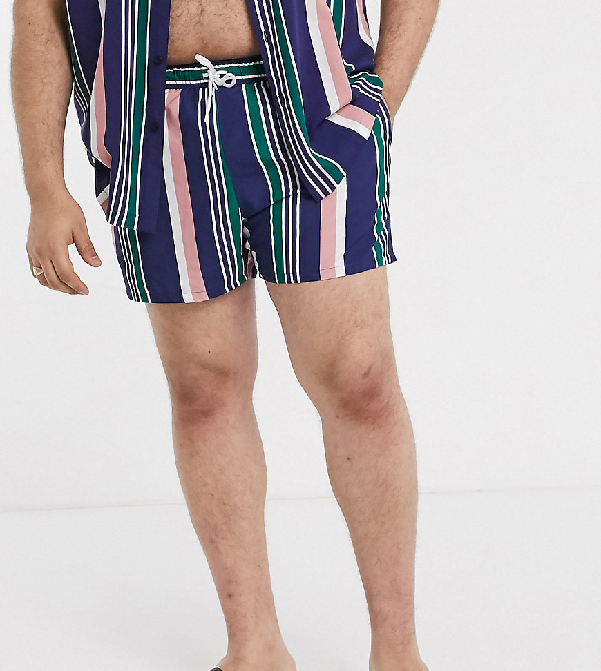 ASOS DESIGN PLUS two-piece swim shorts in multi colored stripe short length