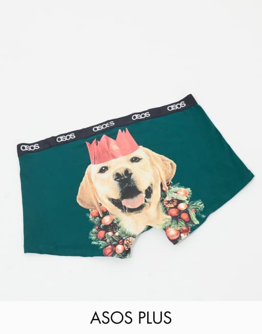 ASOS DESIGN Plus Unterhose mit weihnachtlichem HundePrint ASOS