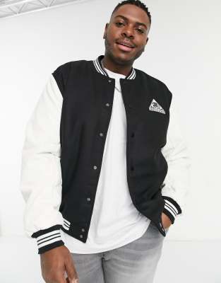 faux leather varsity bomber jacket