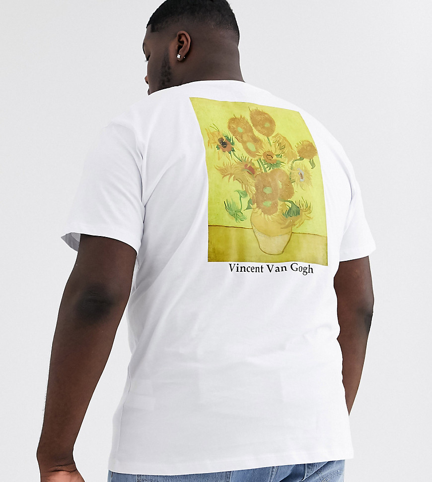 ASOS DESIGN Plus - Vincent Van Gogh - T-shirt comoda con scritta e stampa-Bianco