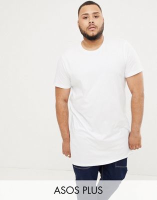 ASOS DESIGN Plus – Vit t-shirt med rund halsringning i extra longline-modell