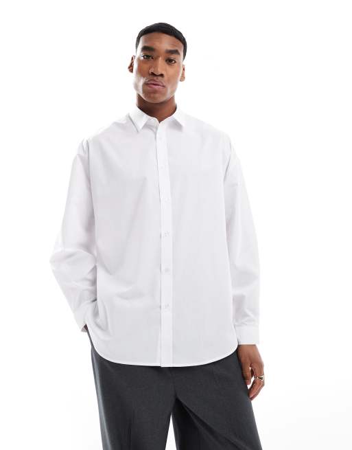 ASOS DESIGN Plus – Voluminöses Oversize-Hemd aus Popeline in Weiß