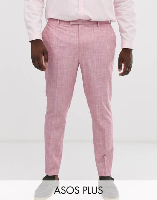 ASOS DESIGN Plus – Enger Hochzeits-Anzug in Rosérosa mit Kreuzschraffur, 3 von 3