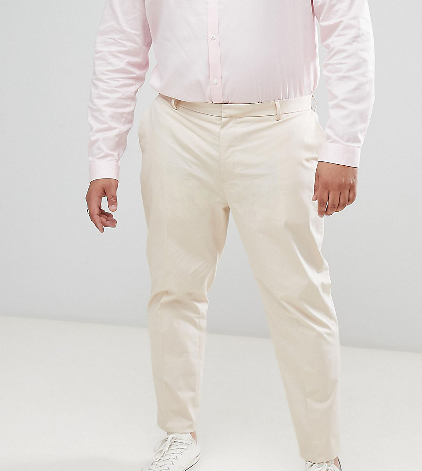 ASOS DESIGN Plus Wedding - Pantaloni da abito skinny in cotone elasticizzato grigio pietra