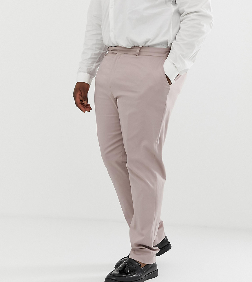 ASOS DESIGN Plus wedding skinny stretch cotton suit trouser in mink-Beige