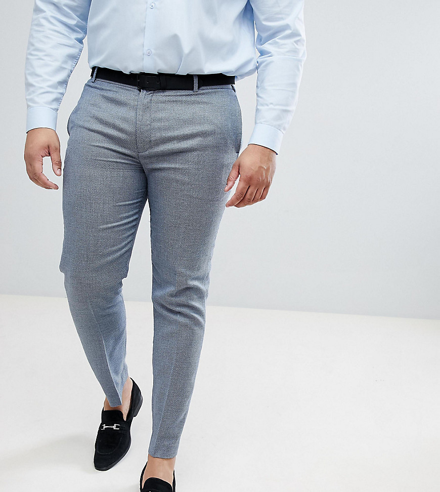 Asos Design Plus Wedding Skinny Suit Pants In Airforce Blue Micro Texture