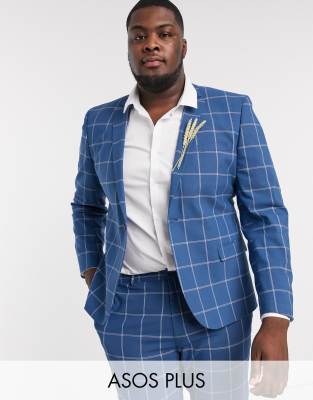 asos blue check suit