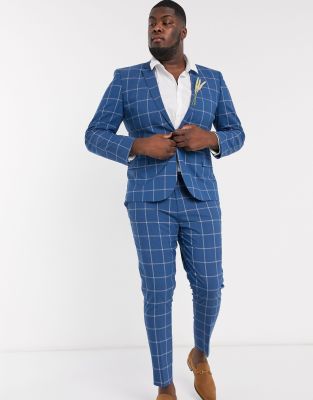 asos blue check suit