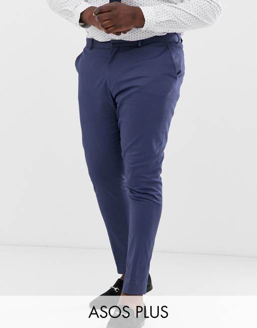 ASOS DESIGN Plus wedding super skinny suit in stretch cotton in indigo bl, 2 of 3