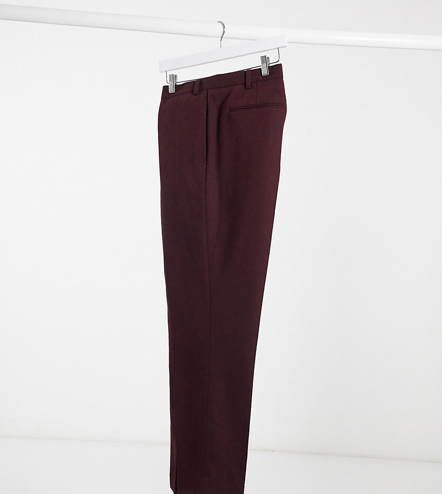 ASOS DESIGN Plus wedding super skinny wool mix suit pants in burgundy-Red