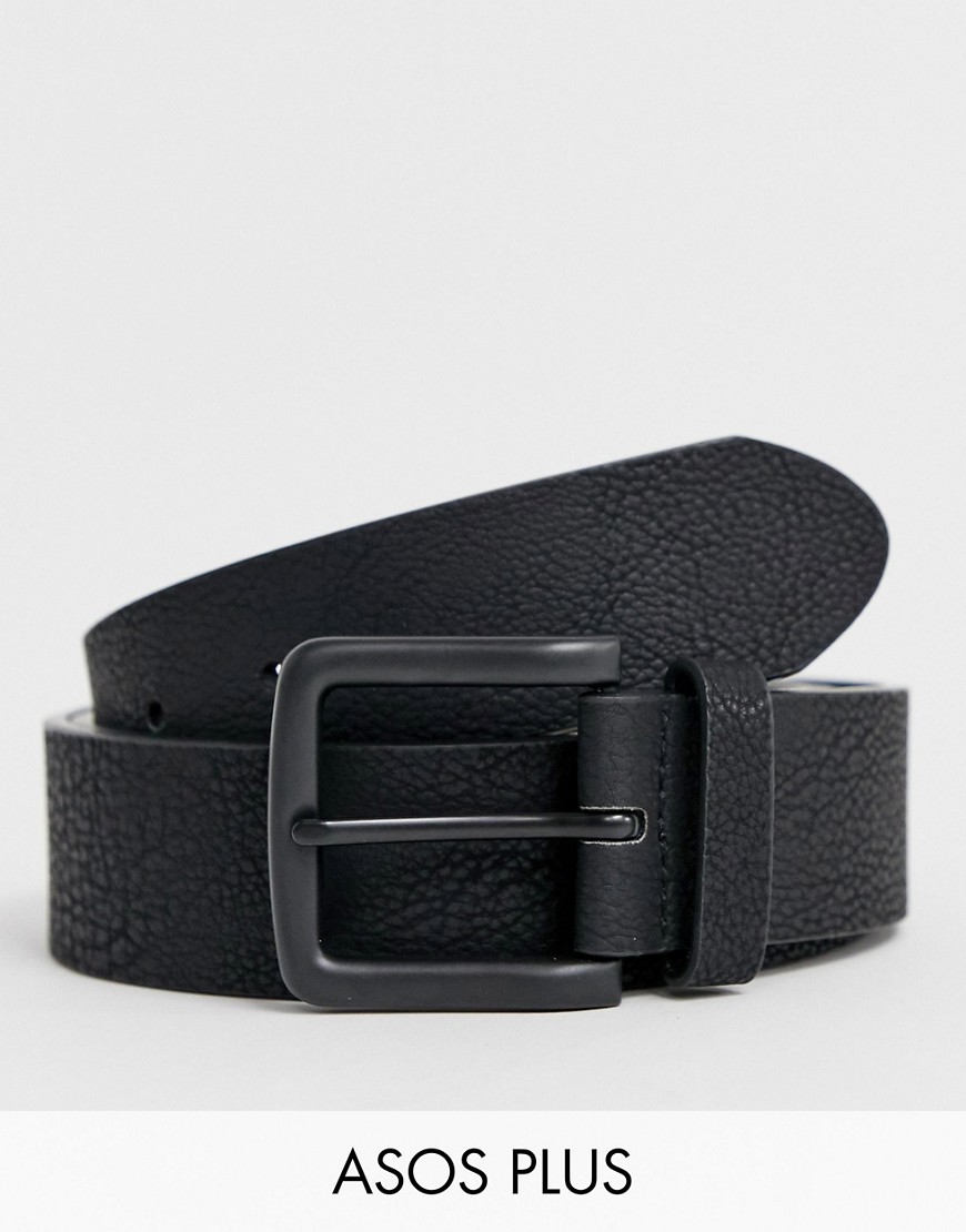 ASOS DESIGN Plus wide belt in black faux leather and coated buckle