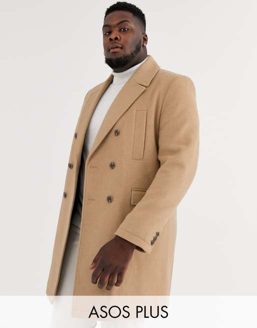 Asos design wool shop mix overcoat in camel