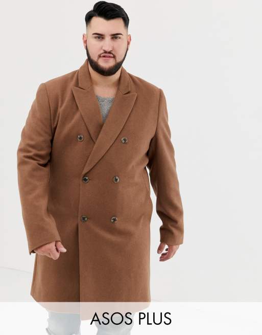 Asos design wool outlet mix overcoat in camel