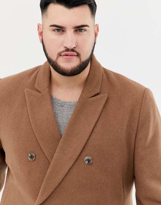 Asos design wool clearance mix overcoat in camel