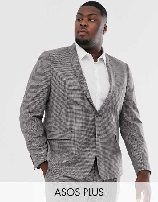 ASOS DESIGN Plus wool mix skinny suit in grey micro tooth ASOS
