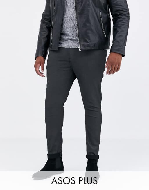 ASOS DESIGN Plus – Zielone powlekane eleganckie jeansy o bardzo obcisłym kroju