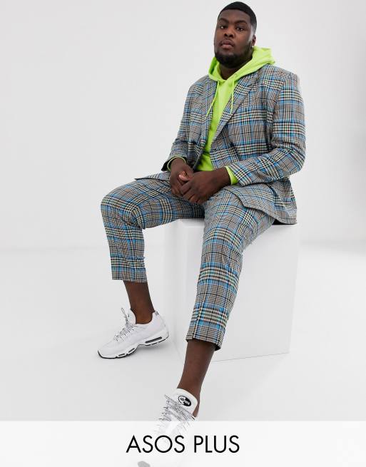 ASOS DESIGN – Plus – Garnitur o pudełkowym kroju w kolorową kratę, 3 z 3