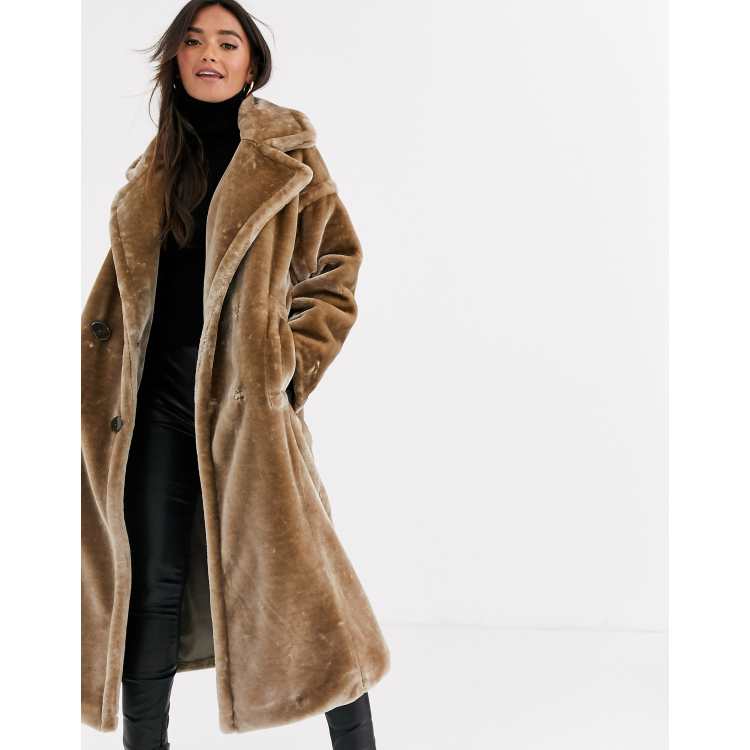 Taupe Monogram Faux Fur Coat - TK Maxx UK