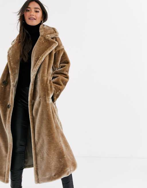 ASOS DESIGN plush faux fur maxi coat with seam detailing | ASOS