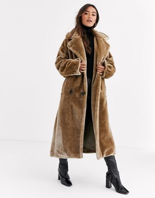 calvin klein faux fur maxi coat