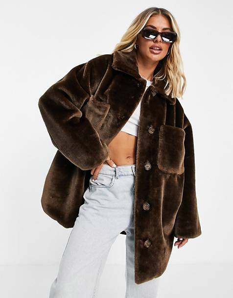 Women S Faux Fur Coats, Abercrombie And Fitch Faux Fur Cropped Coat Jacket