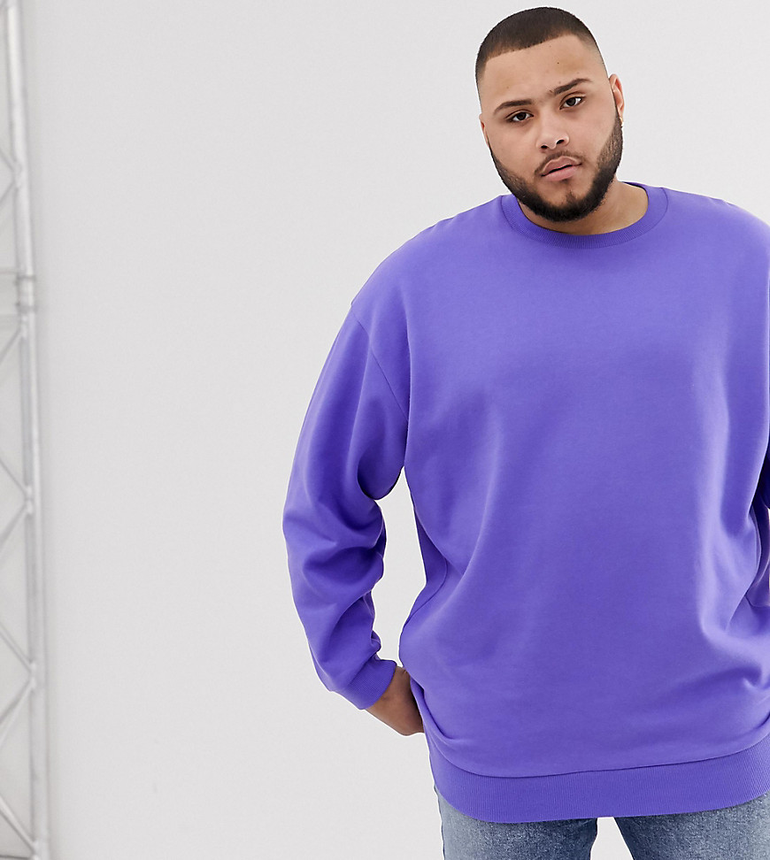 ASOS DESIGN – Plusstorlek – Lila longline-sweatshirt i oversize-modell-Blå