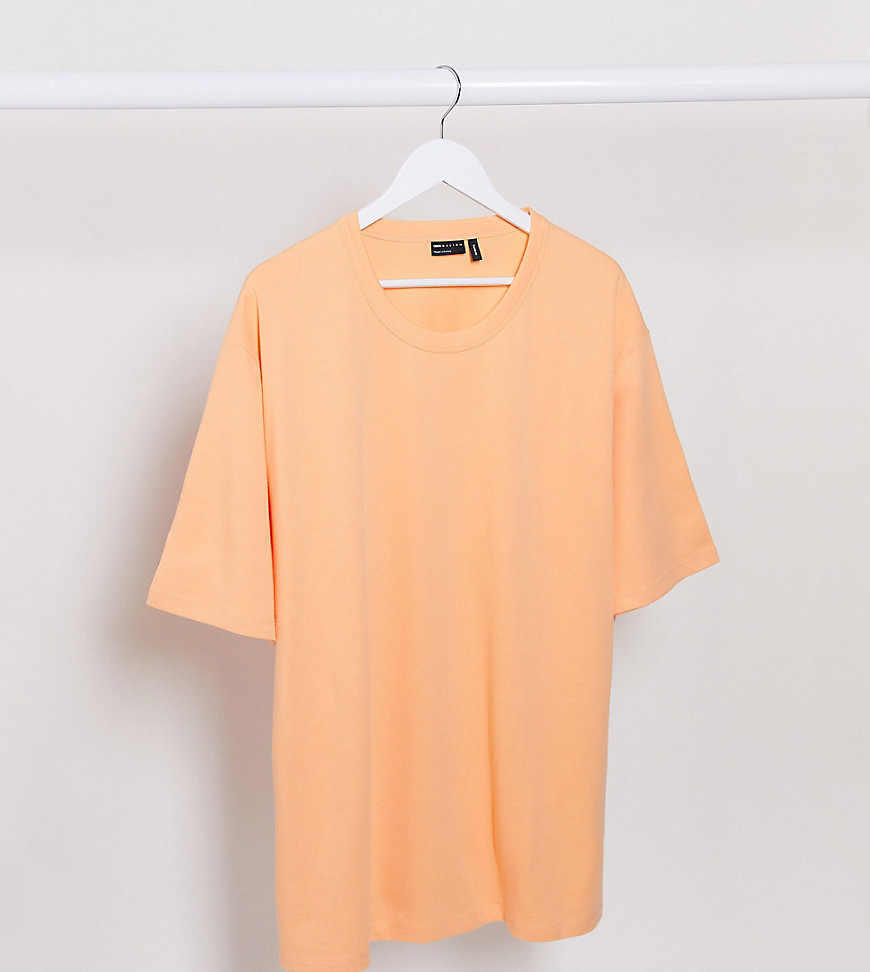 ASOS DESIGN – Plusstorlek – Persikofärgad t-shirt i kraftigt material med ledig passform-Rosa