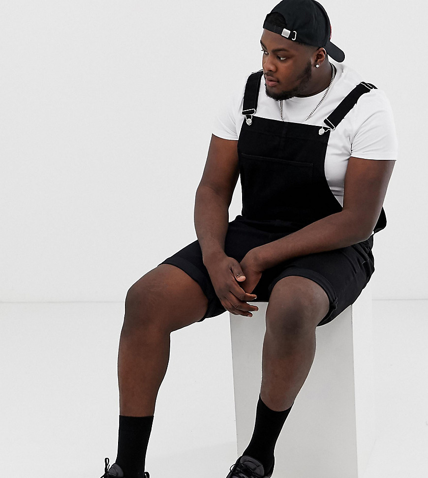 ASOS DESIGN – Plusstorlek – Svarta shorts med hängslen