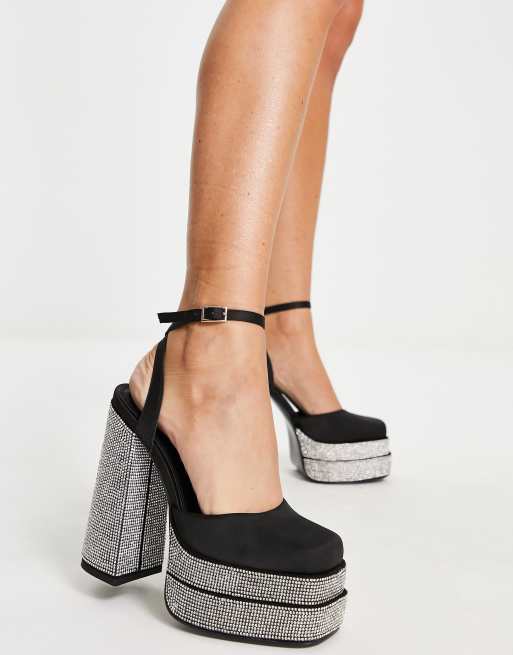 Asos black platform outlet heels