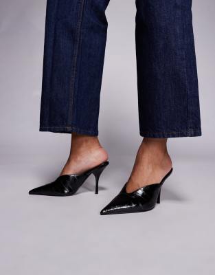 Asos Design Pluto High Heel Mules In Black