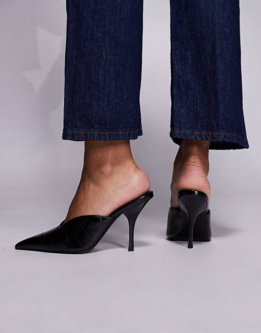 ASOS DESIGN Pluto high heel mules in black