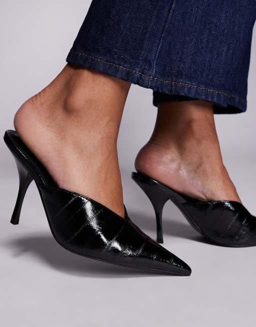 ASOS DESIGN Pluto high heel mules in black