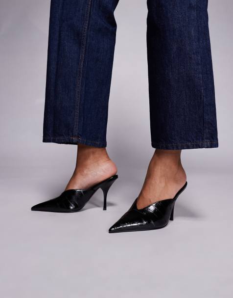 ASOS DESIGN – Pluto – Mules in Schwarz mit hohem Absatz - view 1