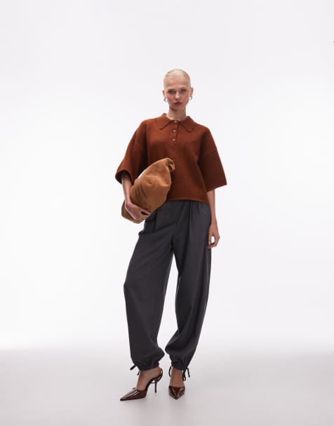 ASOS DESIGN - Plysset brun poloskjorte i neat fit-pasform - view 1