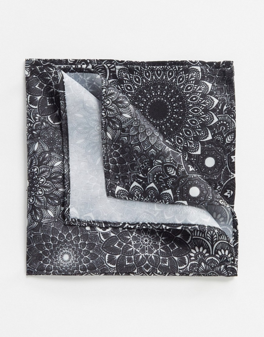 ASOS DESIGN - Pochet met abstract bloemenontwerp in zwart